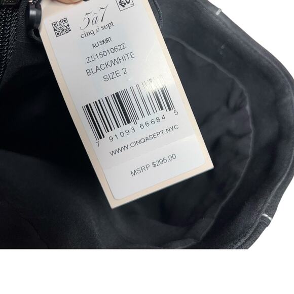Cinq a Sept Ali Skirt Midi Length Seamed Black White Size‎ 2 - Picture 11 of 14